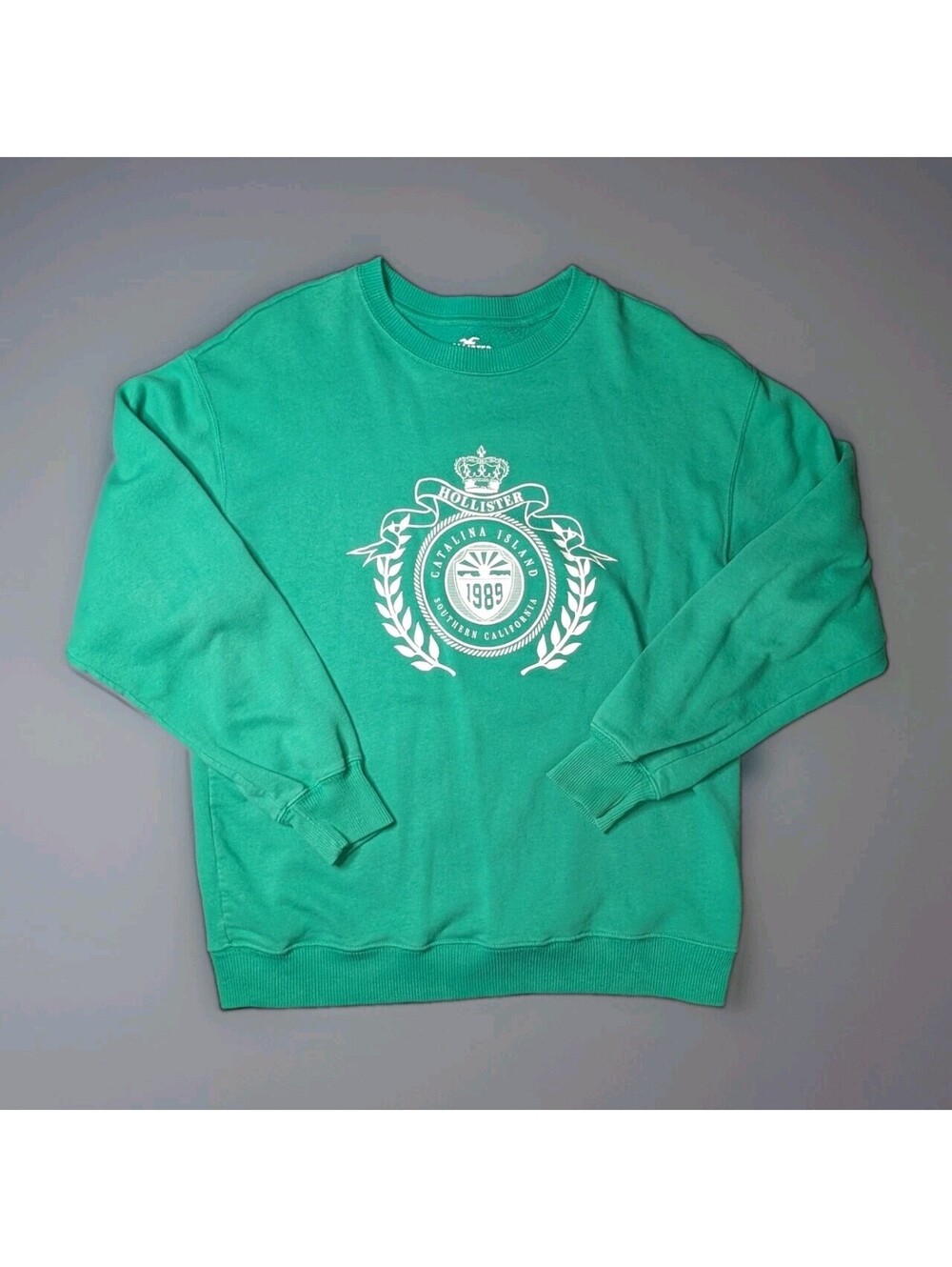 Women's Hollister Crew Neck Sweatshirt Catalina Island Green XS